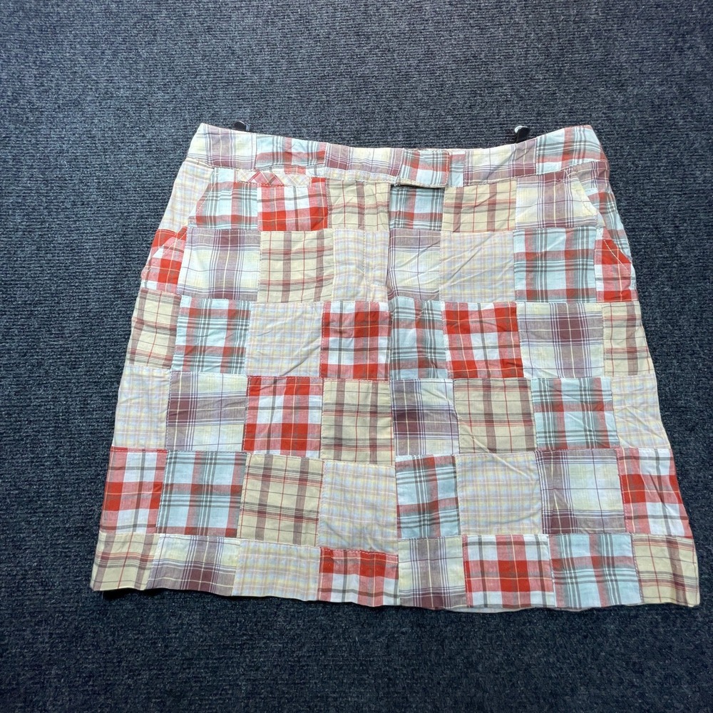 Larry Levine Patchwork Plaid Skirt Women 12 Multi Madras Preppy Cottagecore Boho